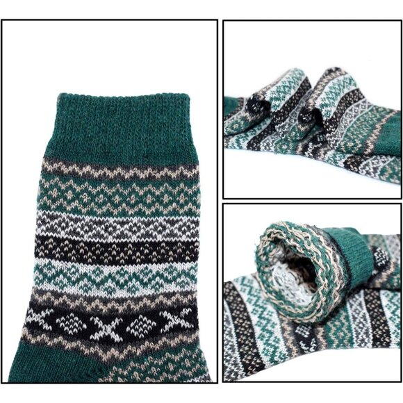 YZKKE 5Pack Womens Q-3 Vintage Winter Soft Warm Thick Cold Knit Wool Crew Socks - Picture 2 of 6